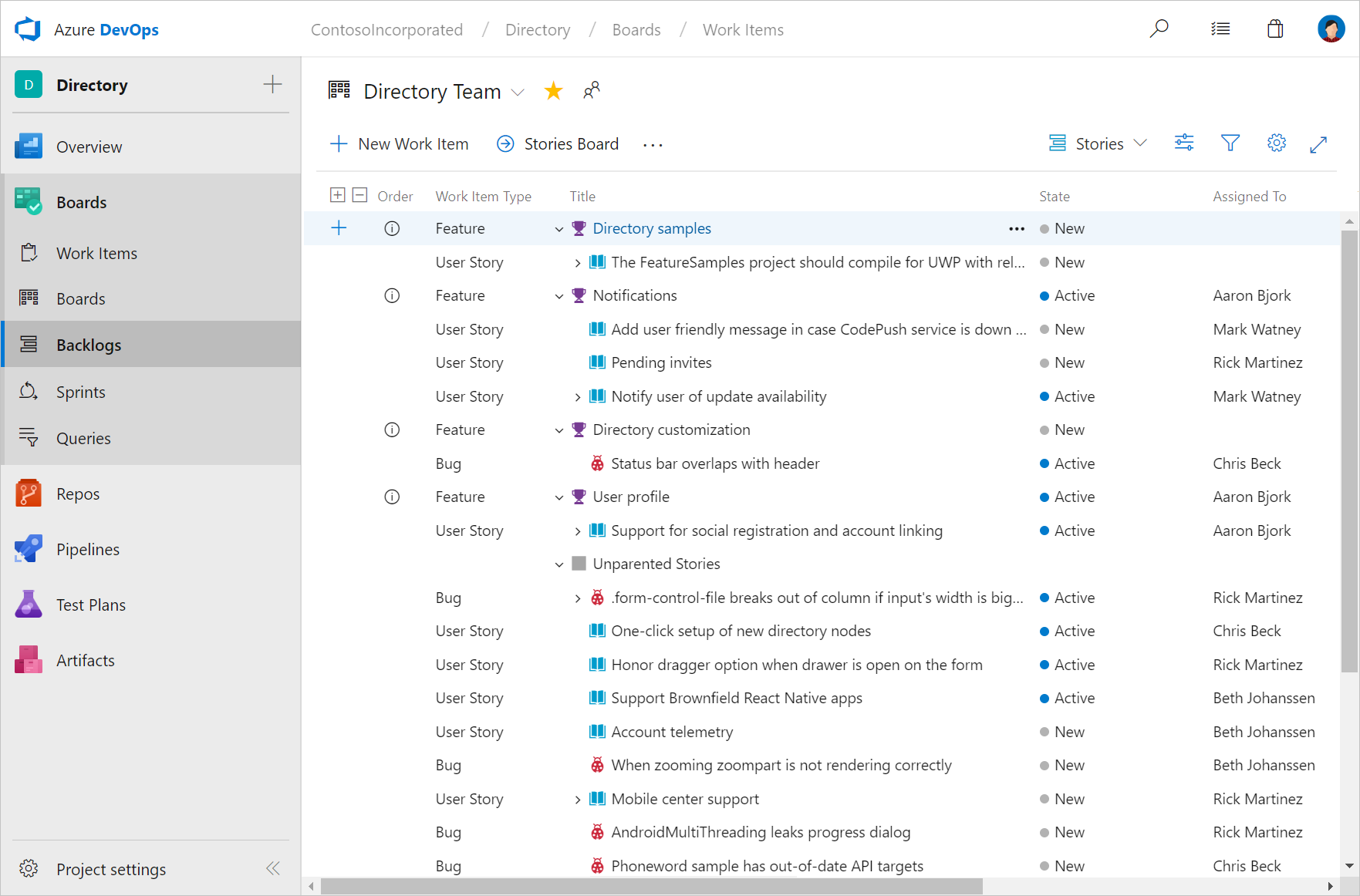 azure boards backlogs