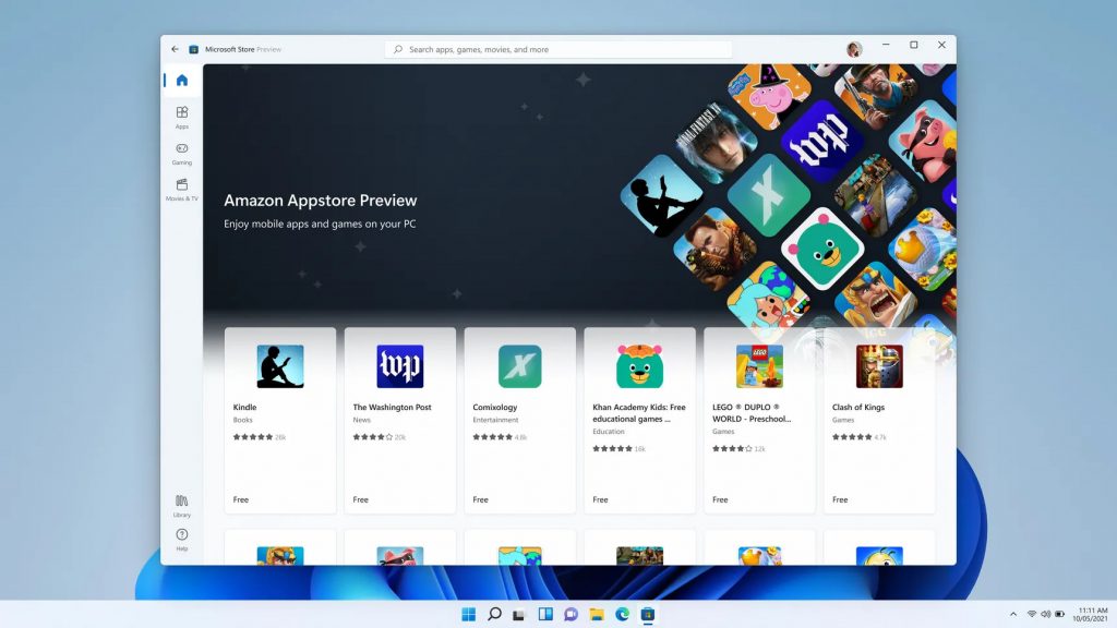 Android uygulamaları Windows 11 'de Microsoft Store'da mevcut. Görsel: Microsoft