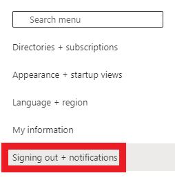 azure settings notifications