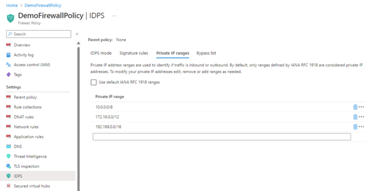 IDPS azure firewall