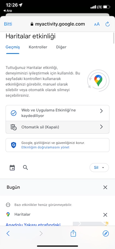 Google Haritalar geçmişi nasıl silinir?