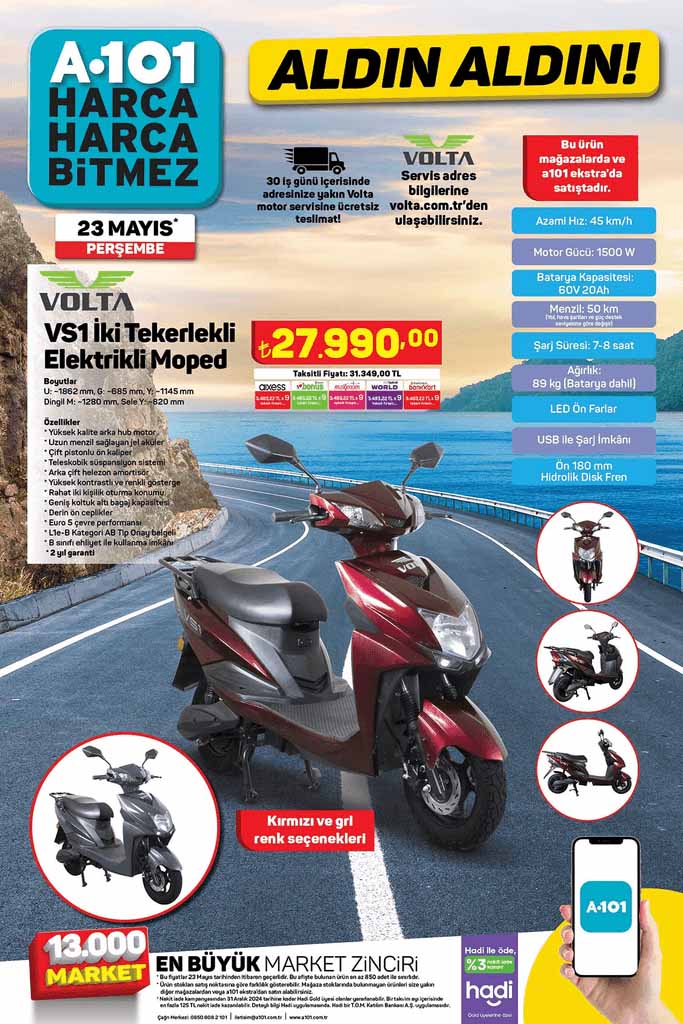 a101 elektrikli moped 23 mayıs aldın aldın