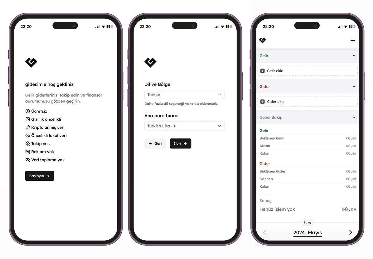 Gider.im gelir gider uygulaması