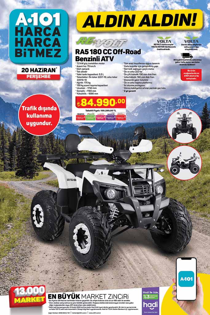 A101 20 Haziran'da Off-Road ATV satacak!