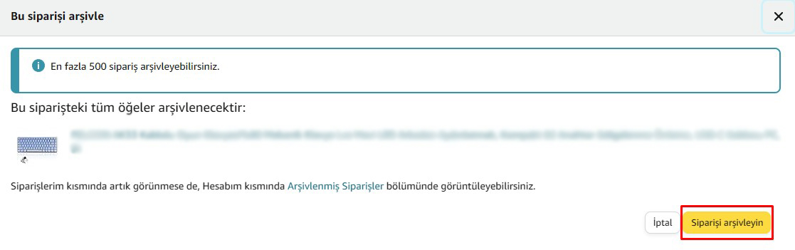 Amazon sipariş arşivleme nasıl yapılır?