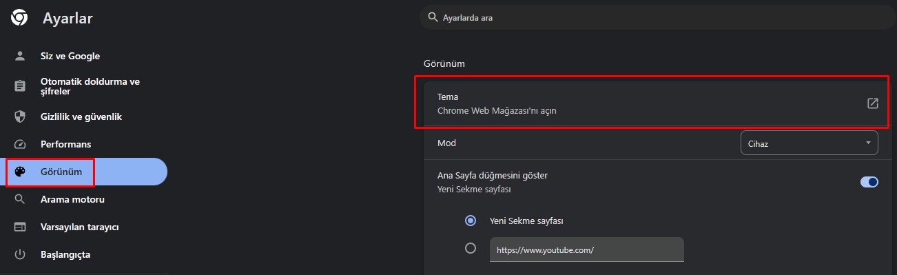 Chrome tema değişikliği nasıl yapılır?