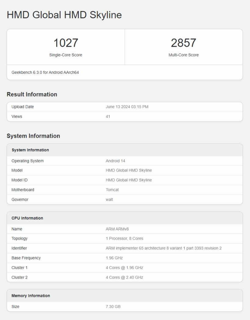 HMD Skyline Geekbench'te ortaya çıktı!