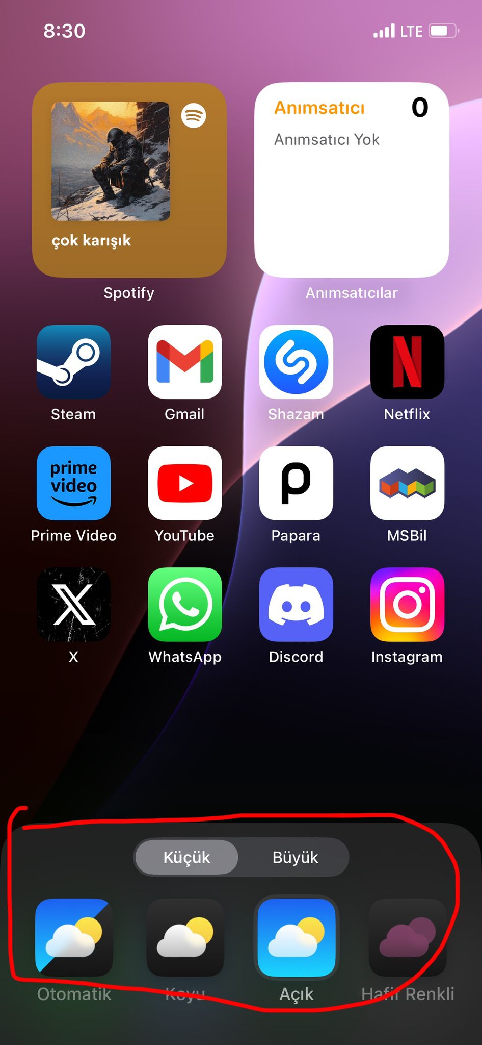 iOS 18 Beta tema değiştirme