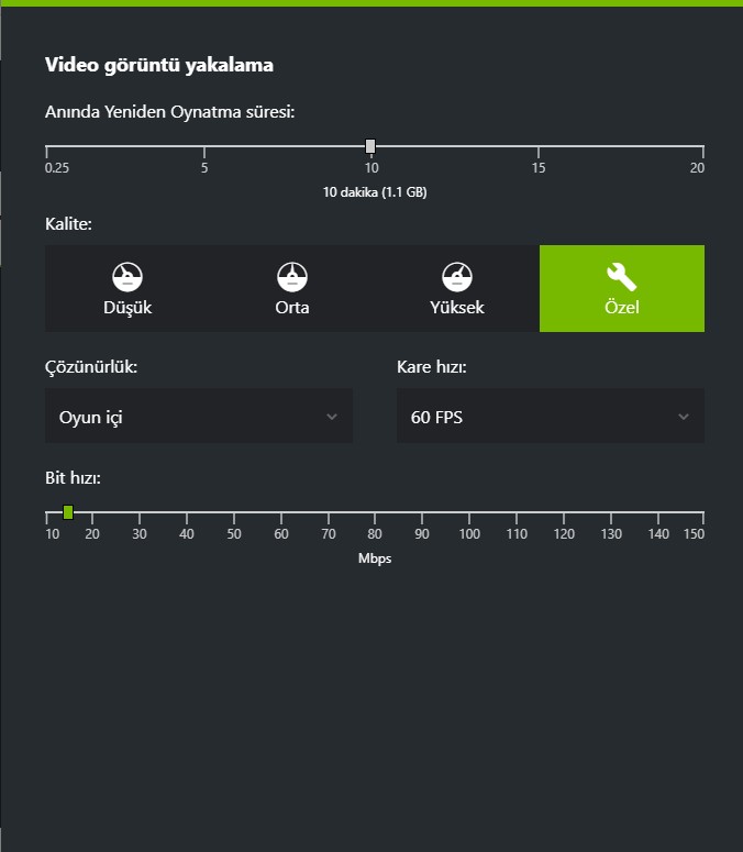 Nvidia'da alt f10 ayarlama