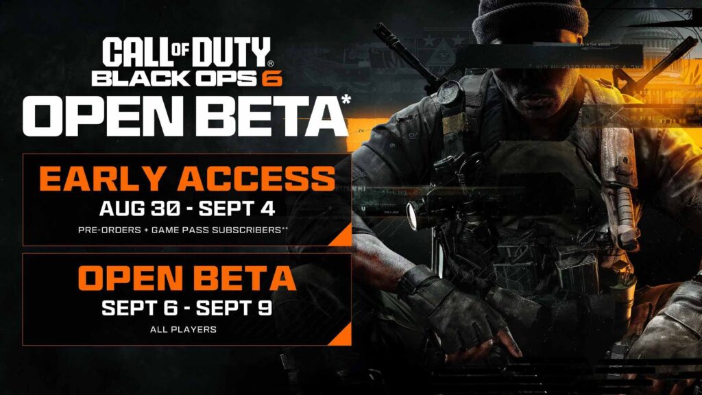 Call of Duty: Black Ops 6'nın erken erişim beta sürümü Ağustos sonunda, açık beta sürümü ise Eylülün ilk haftasında yayında.