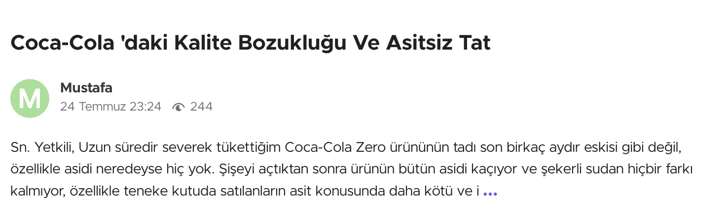 coca cola sikayet