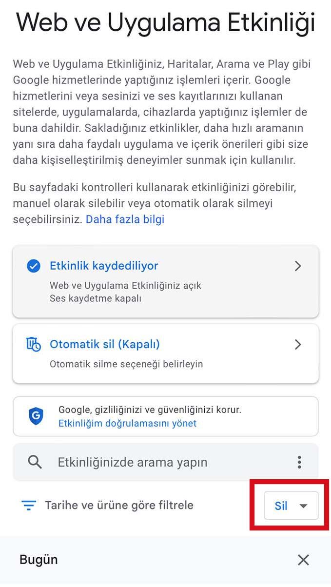 Google arama geçmişi nasıl silinir?