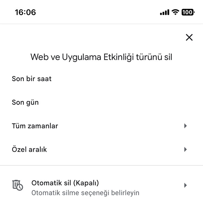 Google arama geçmişi nasıl silinir?