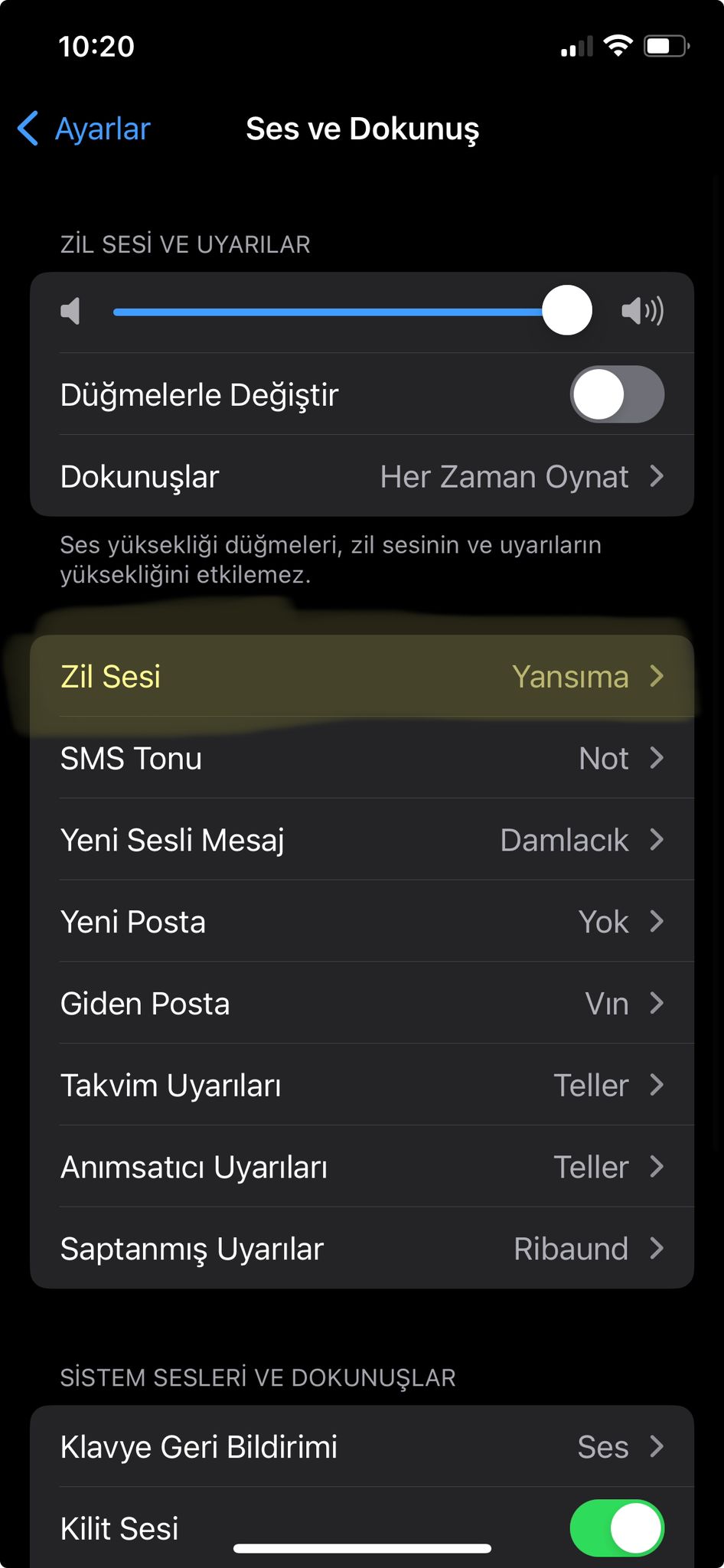 iPhone zil sesi değiştir