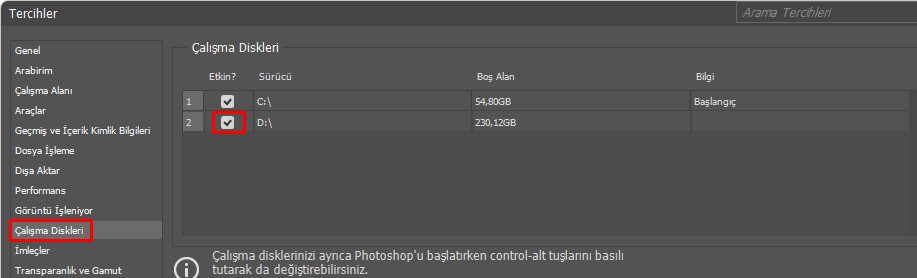 Photoshop kasma sorunu çözme