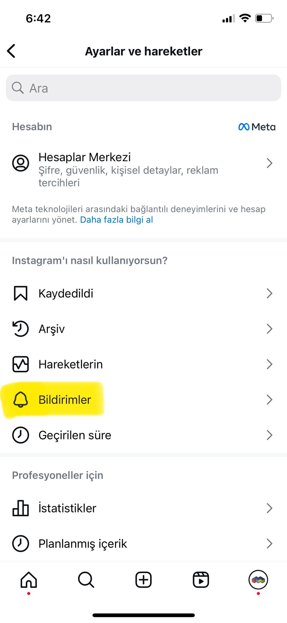 Instagram sakin mod kapatma