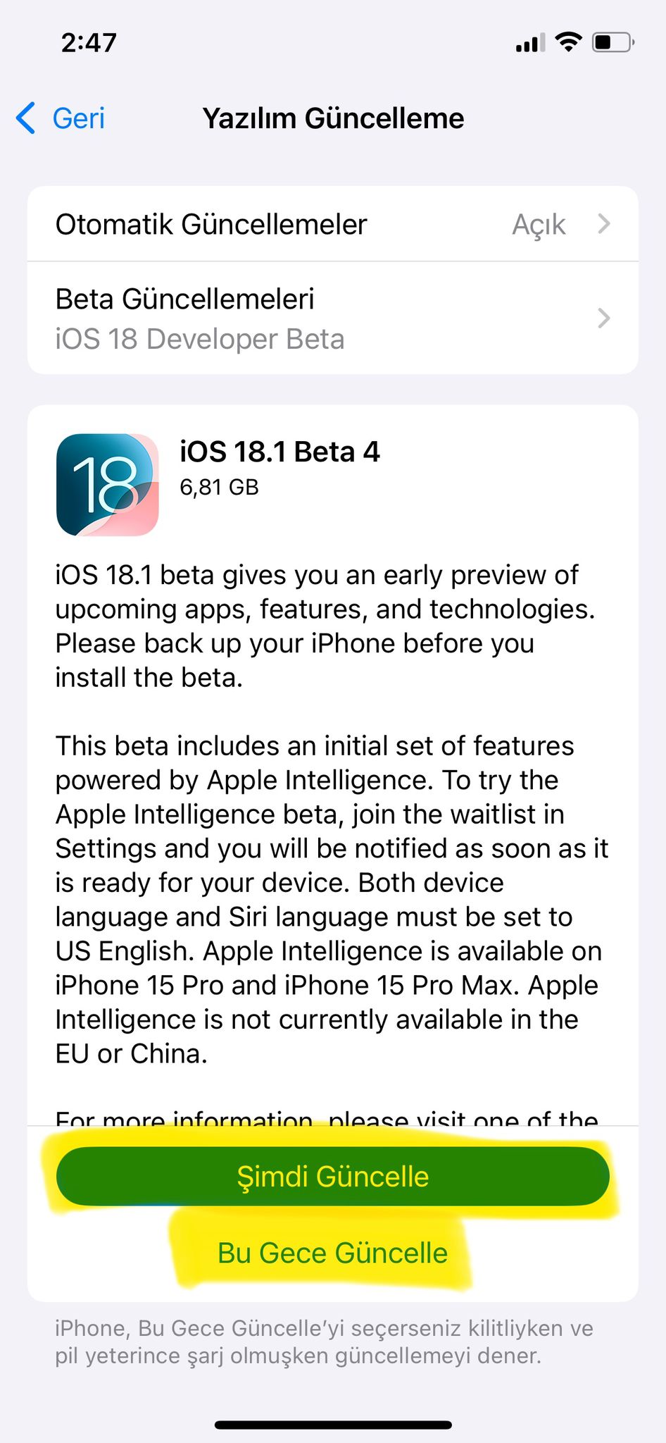 Yapay Zeka Özellikli, iOS 18.1 Beta nasıl indirilir?