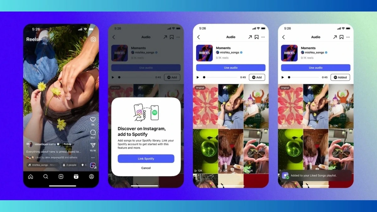 Instagram Reel videolarındaki müzikler Spotify'a eklenebilecek