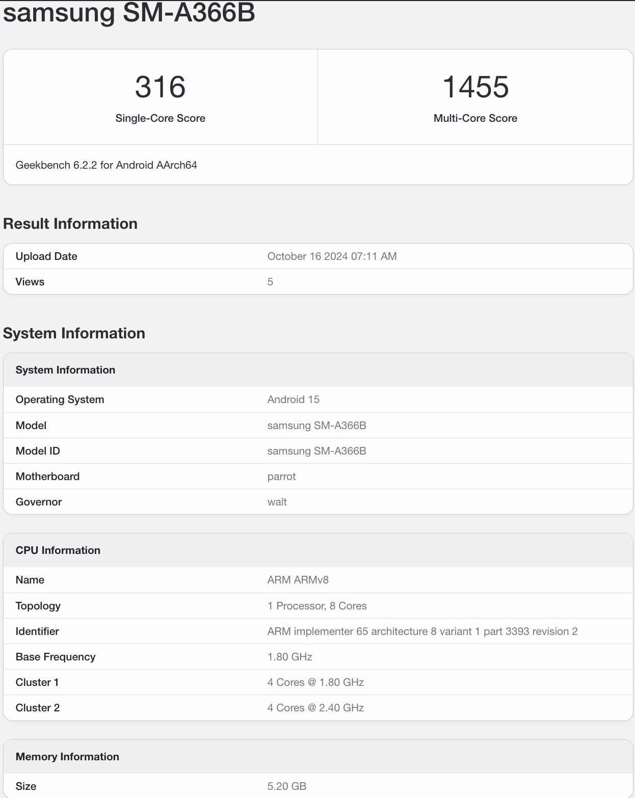 Samsung Galaxy A36 Geekbench'te görüntülendi!