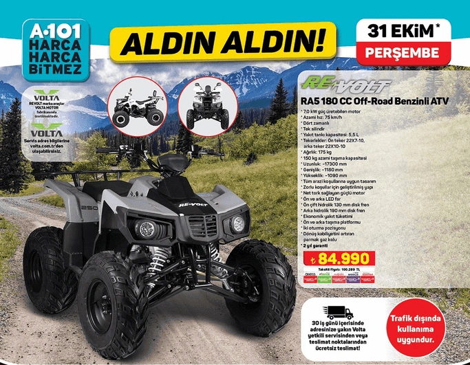 A101, 31 Ekim'de Revolt RA5 180 CC Off-Road ATV satacak