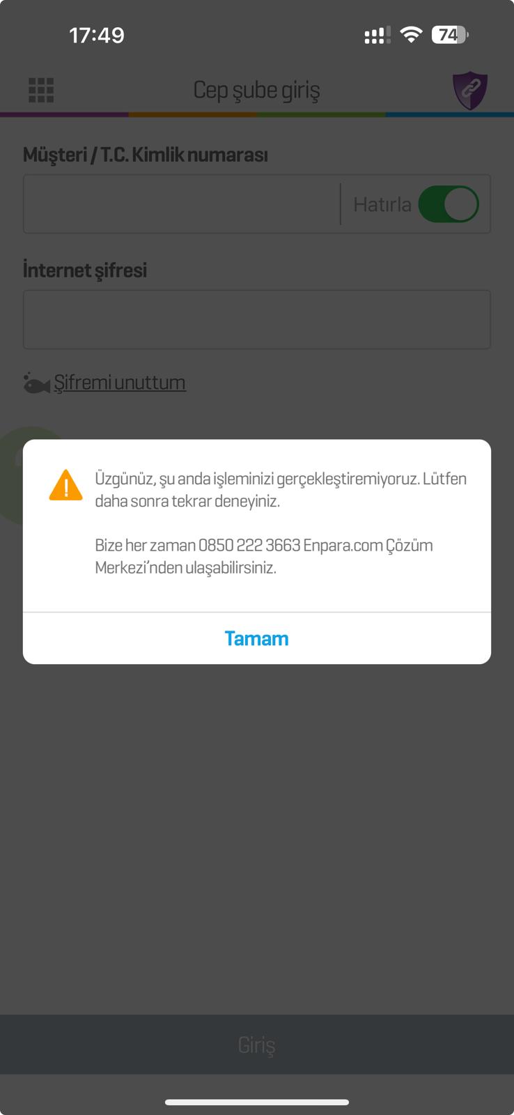 Enpara internet şubesi çöktü!