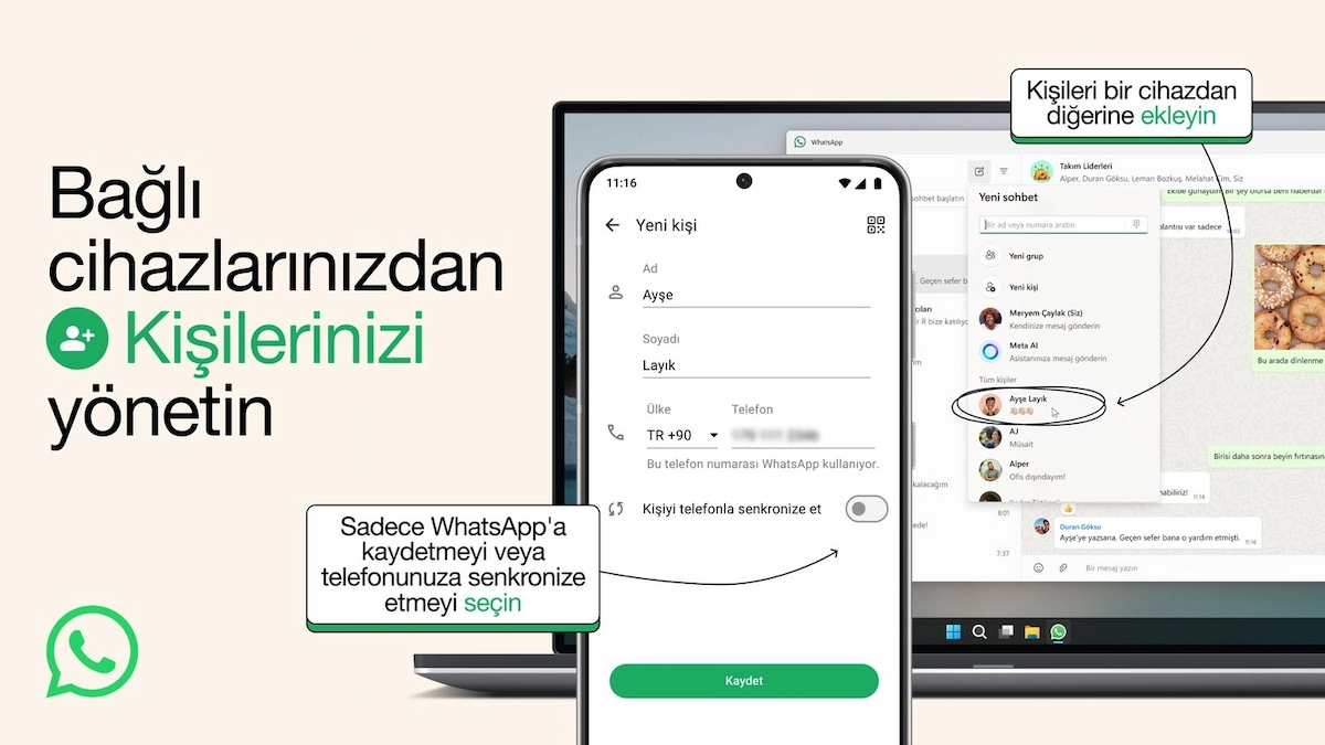 WhatsApp kişi yöneticisi özelliği