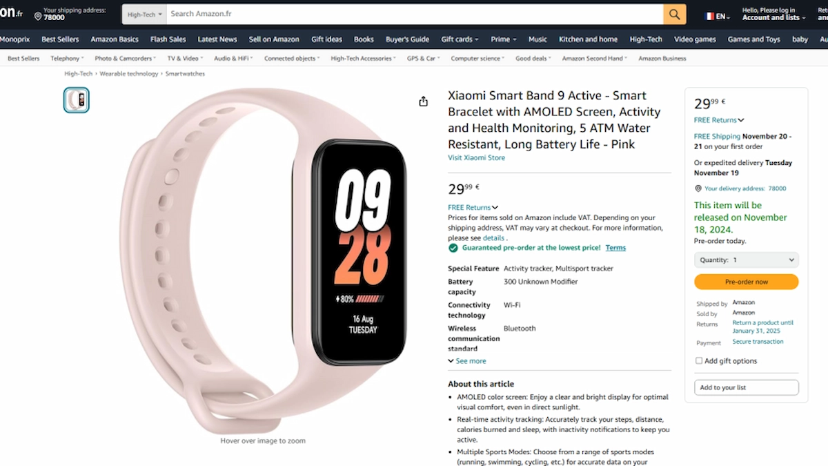 Xiaomi Smart Band 9 Active, 18 Kasım'da satışa çıkacak