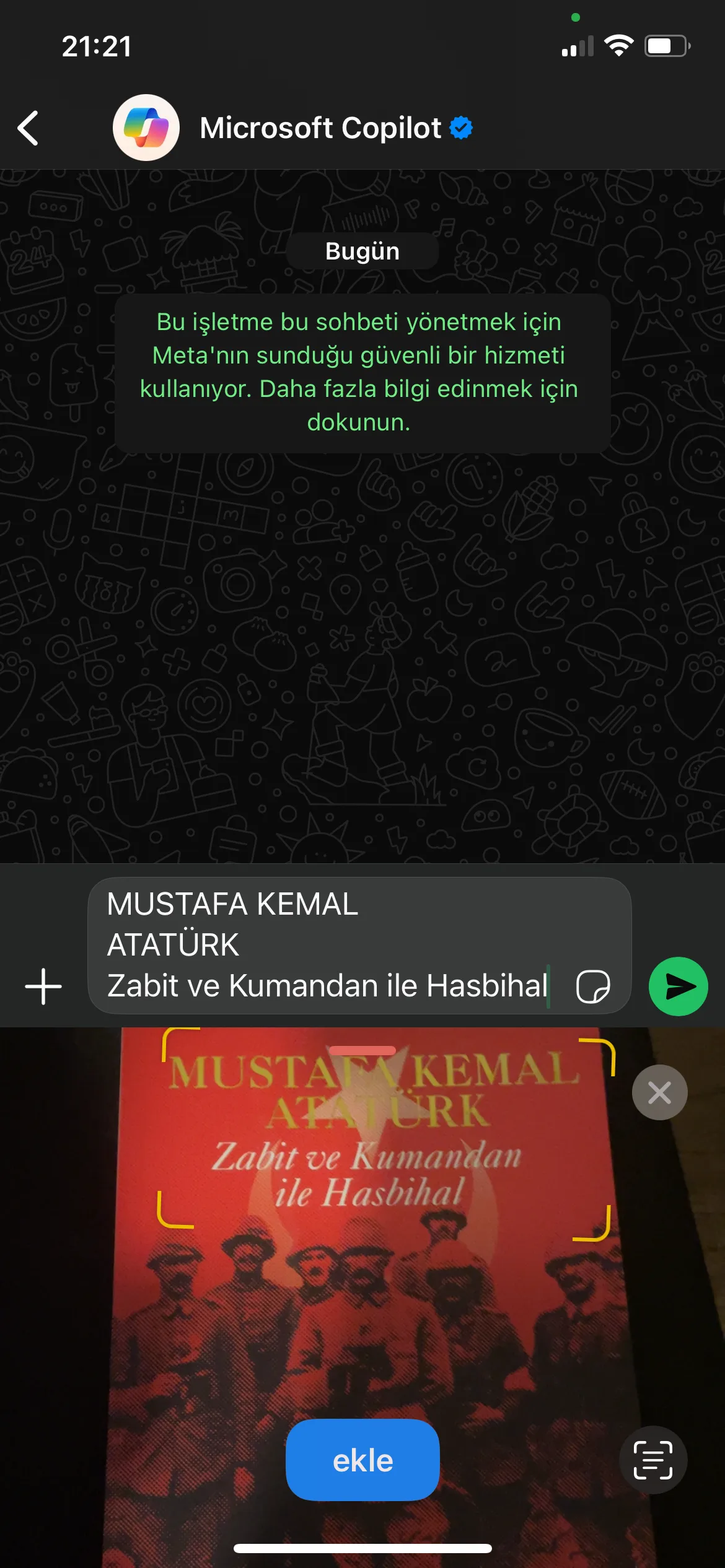 WhatsApp'ta metinleri kamera ile kopyalama